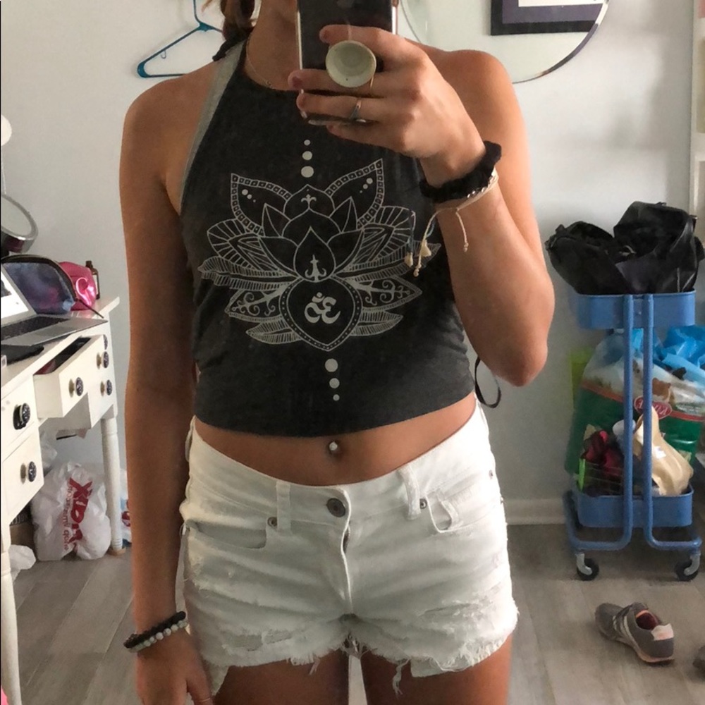 Grey printed halter top